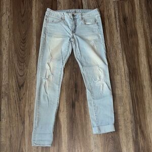 American Eagle Outfitters Blue Jeggings with Distressing